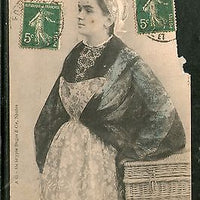France 1919 DOUARNENIZ (Finistere) - Young girl in costume of TV View Card India