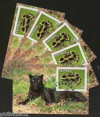 Eritrea 2001 Black Tiger Frog Wild Life Reptiles Fauna M/s Cancelled x 5 # 2825