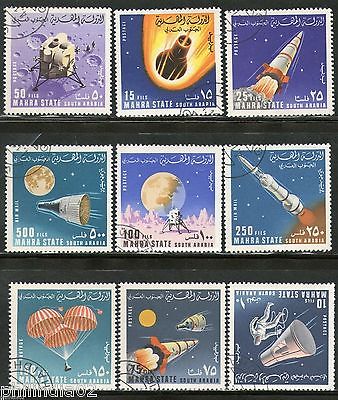South Arabia - Mahra State 1967 Space Achievement Satellite 9v set Cancelled # 12553a