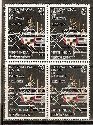 India 1972 Int'al Union of Railway Phila-549 BLK/4 MNH