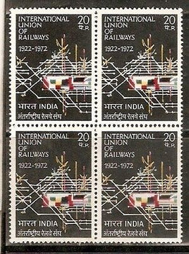 India 1972 Int'al Union of Railway Phila-549 BLK/4 MNH