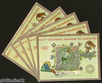 Yemen Arab Rep. Munich Olympic Games Paintings Bird M/s Cancelled X5 # 13472