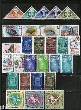 Sharjah - UAE 1963-66 28 Diff. FAO Malaria Fish Space Olympic Tringle MNH # 5685