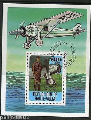 Burkina Faso Upper Volta 1977 Charles Lindbergh Spirit of St. Louis Sc 467 S/s C
