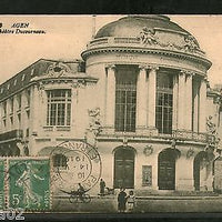 France 1919 AGEN-The Theatre Ducourneau Art View Card to India as per Scan