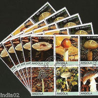 Angola 2000 Mushroom Tree Plant Orchid Flora Setenant BLK/6 Cancelled X5 # 13500