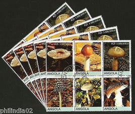 Angola 2000 Mushroom Tree Plant Orchid Flora Setenant BLK/6 Cancelled X5 # 13500