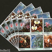 Angola 2000 Flower Tree Plant Orchid Flora Setenant BLK/6 Cancelled X5 # 13506