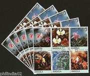 Angola 2000 Flower Tree Plant Orchid Flora Setenant BLK/6 Cancelled X5 # 13506