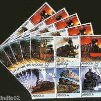 Angola 2000 Steam Locomotive Railway Transport Setenant BLK/6 CancelledX5 # 13509