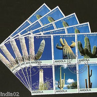 Angola 2000 Cactus Tree Plant Orchid Flora Setenant BLK/6 Cancelled X5 # 13505