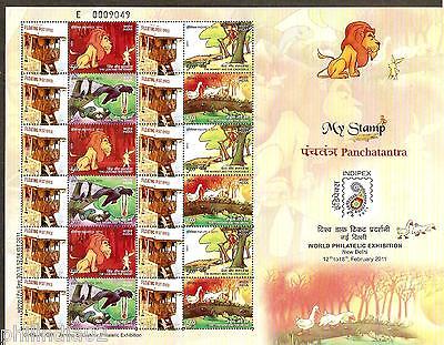 India 2011 My Stamp - Panchatantra Floating PO CHINAR J & K Exhibition Sheetlet