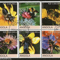 Angola 2000 Honeybees Insect Flower Fauna Setenant BLK/6 Cancelled # 13504