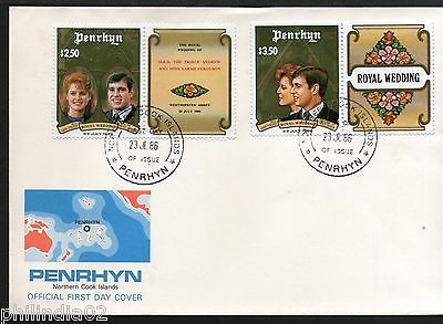 Penrhyn 1986 Royal Wedding of Prince Andrew and Sarah Sc 343-44 FDC# 8214