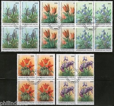 Azerbaijan 1993 Flowers Tree Plant Flora Sc 379-83 5v set in BLK/4 Cancelled