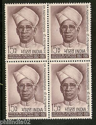 India 1967 President Dr. S. Radhakrishnann Phila-450 BLK/4 MNH