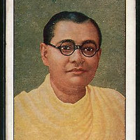 India 1950's Subhas Chandra Bose Vintage Coloured Picture Post Card RARE # 1379B