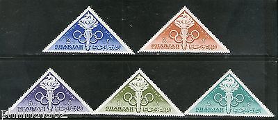 Sharjah - UAE 1964 Olympic Games Sports Triangular Odd Shape Sc 69-73 MNH #6360A