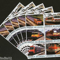 Angola 2000 Electric Locomotive Railway Transport Setenant BLK/6 CancelX5 #13490