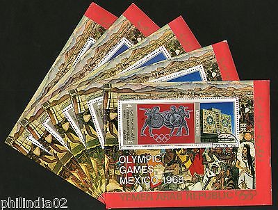 Yemen Arab Rep. Mexico Olympic Games Paintings M/s Cancelled X5 # 13455