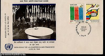 India 1995 50 Years of United Nations Phila-1453-54 FDC