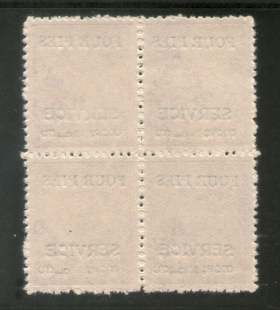 India Travancore Cochin State King 4ps O/P on 8ca SG O2 / Sc O2 Service BLK/4 Cat. £20 MNH - Phil India Stamps