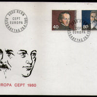 Switzerland 1980 EUROPA Communications Pioneer Politician Sc 657-58 FDC # 265 - Phil India Stamps