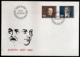 Switzerland 1980 EUROPA Communications Pioneer Politician Sc 657-58 FDC # 265 - Phil India Stamps