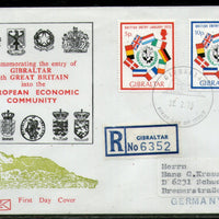 Gibraltar 1973 European Economic Community Flag EEC Coat of Arm Sc 294-5 FDC # 266 - Phil India Stamps