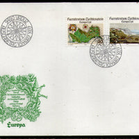 Liechtenstein 1977 Europa Map View Painting by J. J. Heber Sc 615-6 FDC # 270 - Phil India Stamps