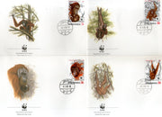 Indonesia 1989 WWF Orangutans Monkey Wildlife Animal Fauna Sc 1382-85 FDCs # 79