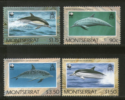 Montserrat 1990 WWF Dolphins Fish Marine Life Animal Fauna Sc 753-56 MNH # 103 - Phil India Stamps