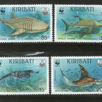Kiribati 1991 WWF Whale Shark Manta Ray Fish Marine Life Animal Sc 562-65 MNH # 105 - Phil India Stamps