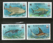 Kiribati 1991 WWF Whale Shark Manta Ray Fish Marine Life Animal Sc 562-65 MNH # 105 - Phil India Stamps
