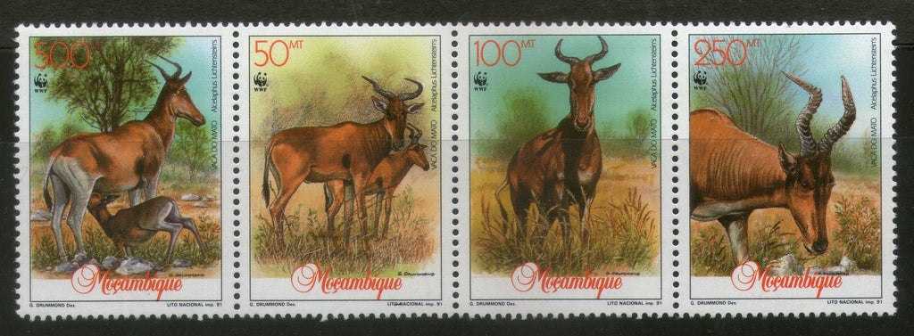 Mozambique 1991 WWF Lichtenstein's Hartebeest Antelope Deer Wildlife Sc 1145 MNH # 108 - Phil India Stamps