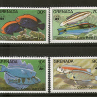 Grenada 1984 WWF Coral Reef Fishes Marine Life 4v Sc 1211-14 MNH # 010 - Phil India Stamps