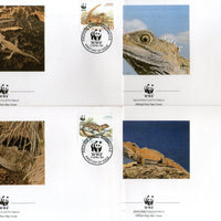 New Zealand 1991 WWF - Tuatara Lizard Reptiles Animal Sc 1023-26 4 FDCs # 110 - Phil India Stamps