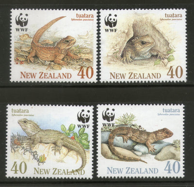 New Zealand 1991 WWF Tuatara Lizerd Reptiles Wildlife Fauna Sc 1023-26 MNH # 110 - Phil India Stamps