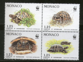 Monaco 1991 WWF Hermann's Tortoise Reptiles Wildlife Fauna Sc 1778-81 MNH # 121 - Phil India Stamps
