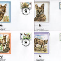 Burundi 1992 WWF Serval Cat Family Fauna Wildlife Sc 681-84 FDCs # 133
