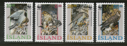 Iceland 1992 WWF Eagle Gyrfalcon Birds of Prey Wildlife Animal Sc 762-65 MNH # 136 - Phil India Stamps