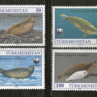 Turkmenistan 1993 WWF Caspian Seal Marine Life Fauna Mammals Sc 35-38 MNH # 150 - Phil India Stamps