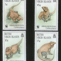 British Virgin Islands 1994 WWF Ground Iguana Reptiles Wildlife Animals Sc 791-4 MNH # 162
