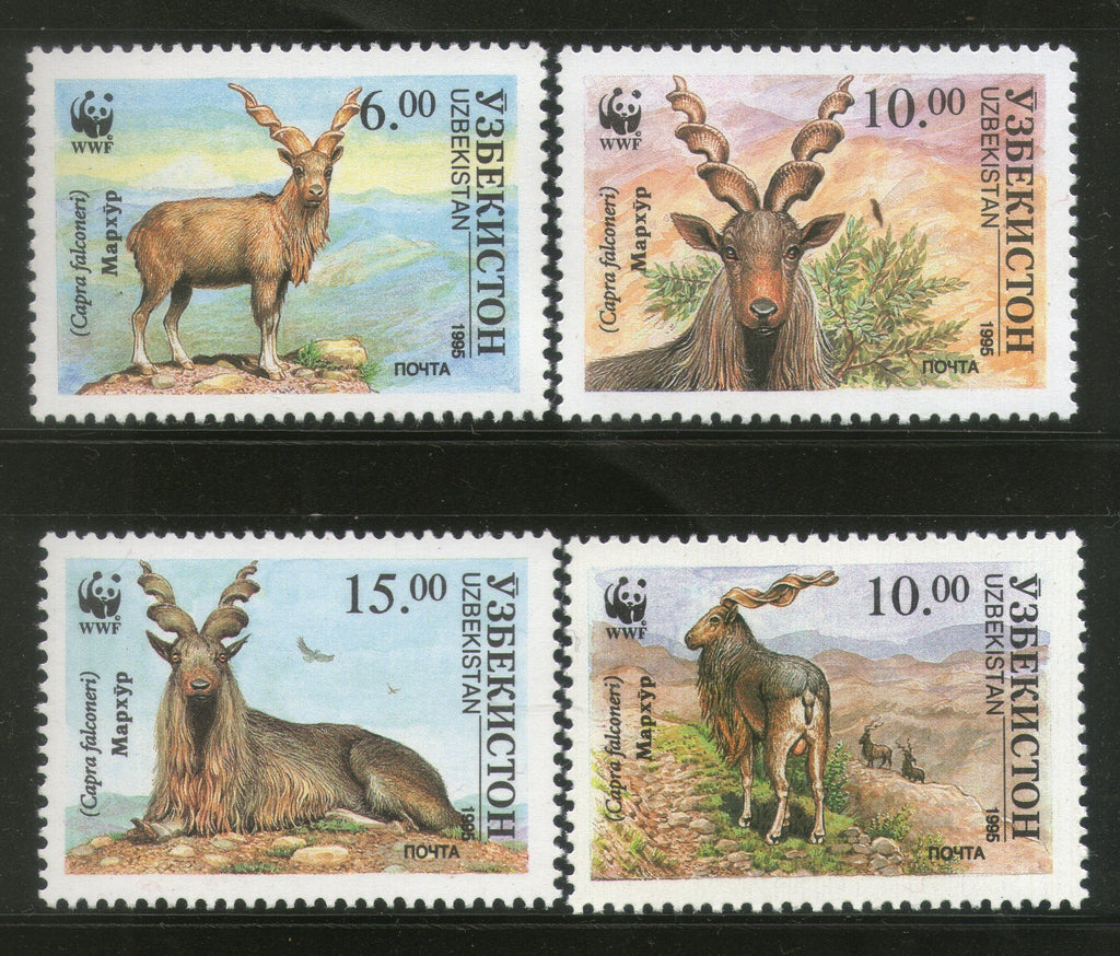 Uzbekistan 1995 WWF Markhor Wild Sheep Wildlife Fauna Animals Sc 64-67 MNH # 188