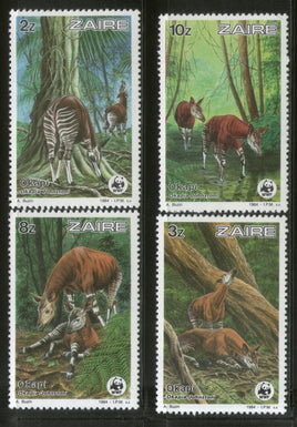 Zaire 1984 WWF Okapi Giraffe Family Wildlife Animal Fauna 4v Sc 1168-71 MNH #018