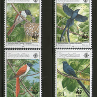 Seychelles 1996 WWF Birds Black Paradise Flycatcher Wildlife Sc 775-78 MNH # 199