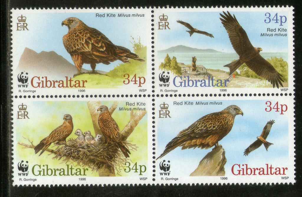 Gibraltar 1996 WWF Red Kit Eagle Birds of Prey Wildlife Fauna Sc 716 MNH # 204