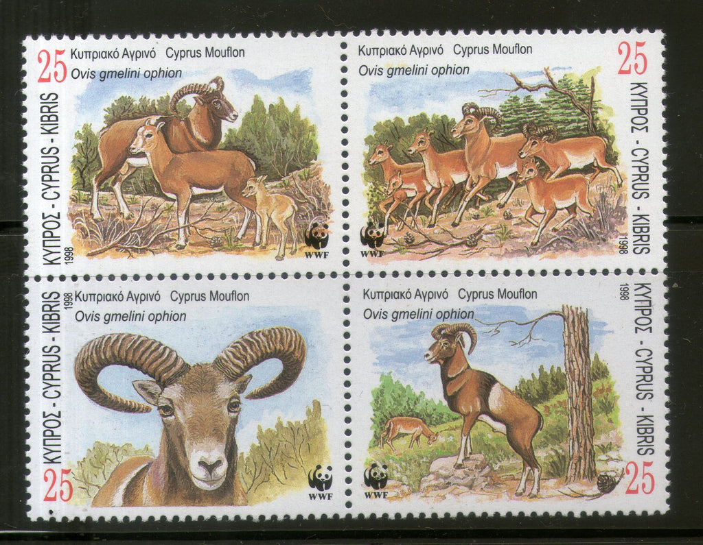 Cyprus 1998 WWF Mouflon Wild Sheep Wildlife Animals Fauna Sc 920-23 MNH # 237