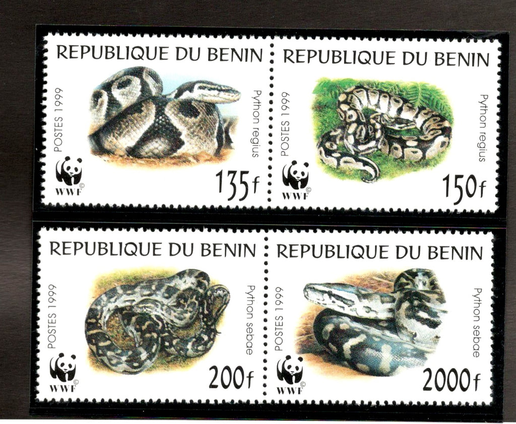 Benin 1999 WWF Pythons Snakes Reptiles Wildlife Animal Sc 1086 MNH # 252