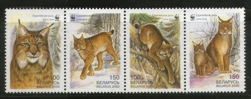 Belarus 2000 WWF Eurasian Lynx Big Cat Wildlife Animal Sc 354-57 MNH # 280